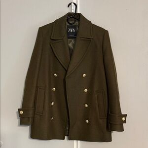 Zara double breasted coat with gold buttons